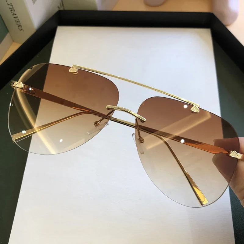 Vintage Outdoor Fashion - Vintage Rimless Alloy Aviation Pilot Sunglasses