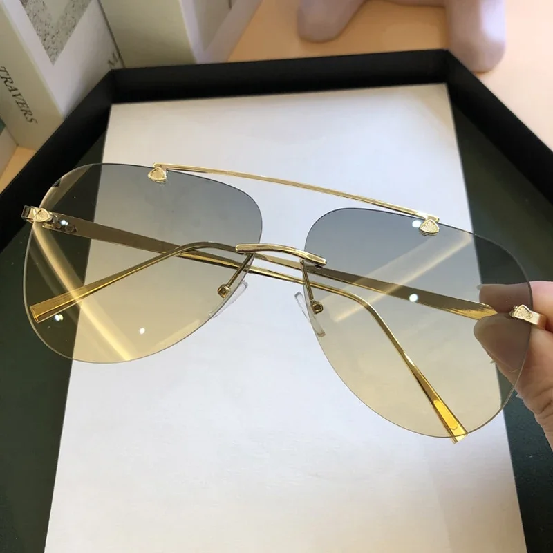 Vintage Rimless Alloy Aviation - Vintage Outdoor Fashion ulasan dan harga