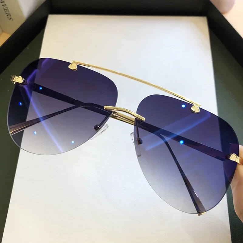 Vintage Rimless Alloy Aviation - Vintage Outdoor Fashion ulasan dan harga