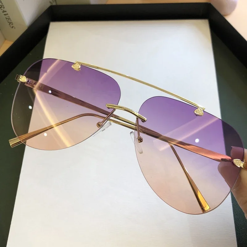 Vintage Rimless Alloy Aviation - Vintage Outdoor Fashion ulasan dan harga